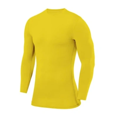 Imagen de PowerLayer Hombre Camiseta Compresión Termica Manga Larga Camisetas Termicas Cuello Corto Amarillo, XL