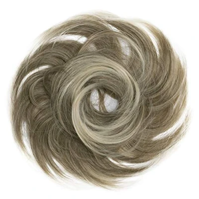 Imagen de CAISHA Pedazo De Cabello Peinado Bola Anillo Goma Con Pelo Sintético Mezcla Rubio Oscuro G22B