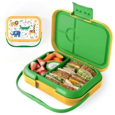 Imagen de BOZ Bento Lunch Box Para Niños Caja De Almuerzo Con Compartimentos Edades 3 a 7 años (Safari)