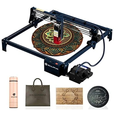 Imagen de SCULPFUN S30 Grabador láser Cortador láser, kit de asistencia aire control automático, precisión grabado 0,05 mm, adecuado para bricolaje en madera, metal, cuero, acrílico