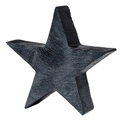 Imagen de levandeo Estrella decorativa de madera, 14 cm, mango negro, decoración mesa, madera mango, diseño único