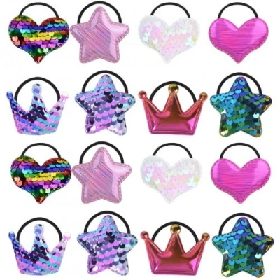 Imagen de Granvoo Gomas de Pelo Niña 8 Pares (16Pz), Soporte Cola Caballo Niña, Coleteros Mujer, Elásticas para el Pelo, Mini Bandas Bebe, Niñas Corazón, Estrella