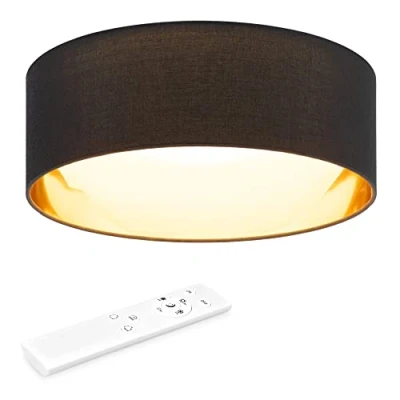 Imagen de Navaris Lámpara LED de techo moderna Iluminación interior Con pantalla para salón dormitorio mando a distancia y temporizador negra dorada
