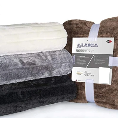 Imagen de Celin ATEX 5000003 Manta (150 x 200 cm Manta, visón Techo, Plaid, Colcha, Alaska Pelo Negro
