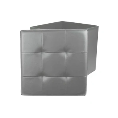 Imagen de THE HOME DECO FACTORY CMHD3401 Caja PUF Plegable Gris, Poliuretano, 37.5x37.5x37.5 cm