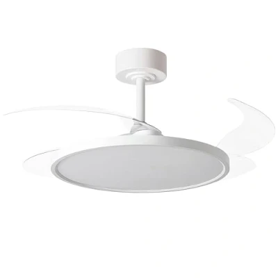 Imagen de Milectric Ventilador de techo con luz LED motor DC 4 aspas retráctiles regulable y 3 tonalidades 6 velocidades control remoto temporizador silencioso bajo consumo (Blanco Slim)