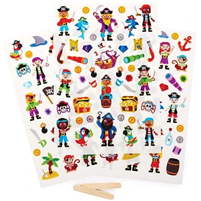 Imagen de Baker Ross FC902 Pegatinas Trasferibles Pirata Set de 125, Ocio creativo para niños