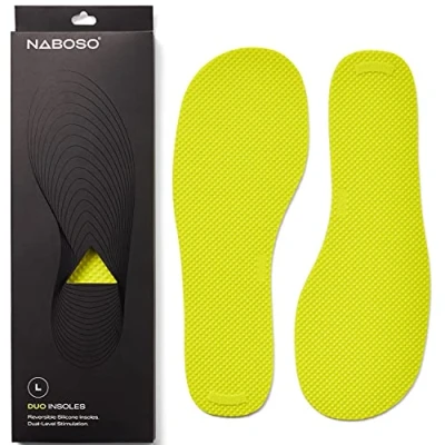 Imagen de Naboso plantillas dúo, estimulación de pie doble cara para reducir la fatiga y aumentar fuerza del pie, texturizadas, color Amarillo, talla Medium