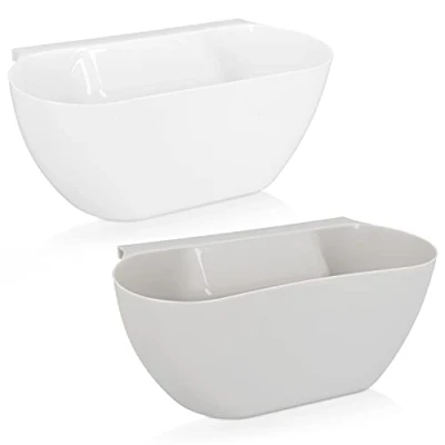 Imagen de Navaris 2X Bandeja para desechos de Cocina Set Dos contenedores Colgantes Recoger la Basura Recipiente en Gris y Blanco
