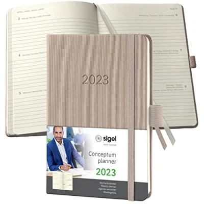 Imagen de SIGEL C2361 Agenda semanal Conceptum 2023 aprox. A6 taupe hardcover dos páginas = una semana 176 S.