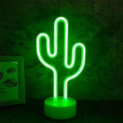 Imagen de ZVO Luz Letrero de Neón Cactus, Cactus LED Neon Signs, Lámparas Nocturna Decorativa Interior con Batería O USB, Iluminación Decoración para Dormitorio Fiesta Cumpleaños Navidad