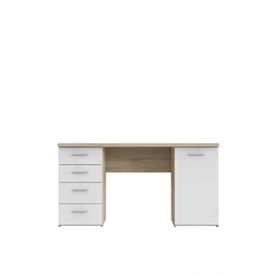 Imagen de FORTE Net 106 Escritorio con 1 puerta y 4 cajones, derivado de madera, diseño en roble arena combinada lodo, ancho x alto profundidad: 140 76,3 60 cm