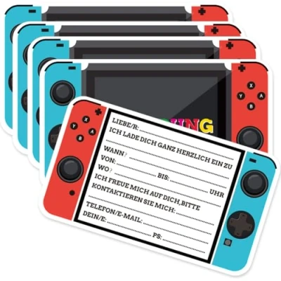 Imagen de 24 Piezas Tarjetas Invitacion cumpleaños Niño, Cumpleaños,Tarjetas Videojuegos, Tarjeta de Invitación a Fiesta, Decoración fiesta