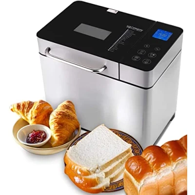 Imagen de Panificadora de acero inoxidable, 19 programas horneado, totalmente automática para 500 g, 750 1000 15 horas, función conservación en caliente, 710 W