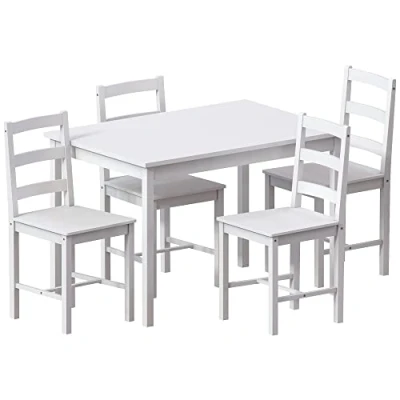 Imagen de Vida Designs Juego de Mesa y sillas Comedor Yorkshire para Cocina hogar, Madera, White, 4 Seater