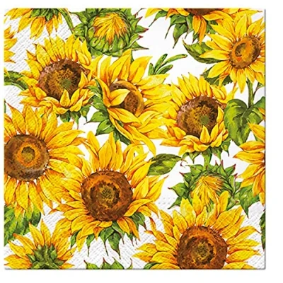 Imagen de PAW Servilletas de Papel 3 Capas (33 x 33 cm) 20 Unidades Decorativas con Temática Otoño Diseño Hojas Ideal para Decoración Otoñal y Eventos Color: Dancing Sunflowers