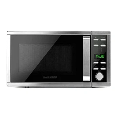 Imagen de Black + Decker BXMY901E Microondas con grill y convección, 25L, 900W potencia, 1000W grill, 5 potencias, Función descongelar, Auto menú 9 recetas, Temporizador 95 min, 2 funciones combinadas