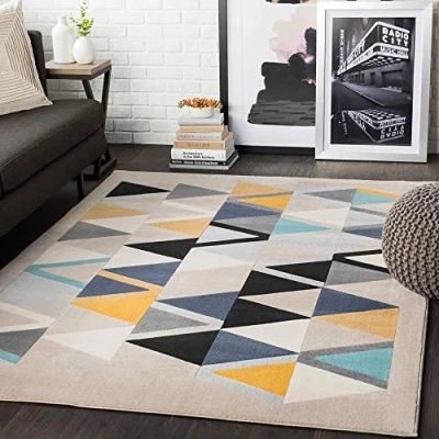 Imagen de Livabliss Alfombra Geométrica Marietta Alfombras Salon Modernas, Comedor, Cocina, Habitación Abstractas Estilo Bohemio, Fácil de Cuidar Grande 120x170cm, Beige