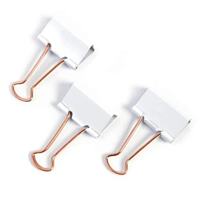 Imagen de Rapesco 1508 Pinzas/Clips de 19 mm con Brazos Plegables, Blanco y Bronce, Paquete 80