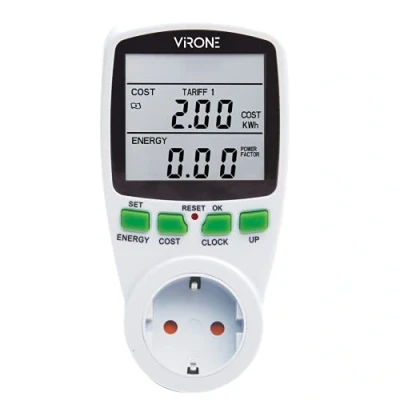 Imagen de Virone Medidor de Consumo Electrico Socket con Pantalla LCD Potencia máxima 3680W Doble Tarifa