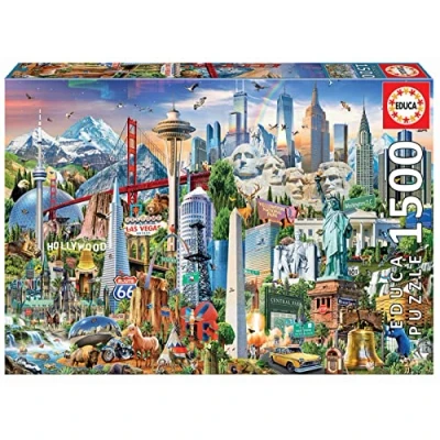Imagen de Educa Puzzle de 1500 Piezas para Adultos Símbolos Norte América. Incluye Pegamento Fix Puzzle. A Partir 14 años (17670)