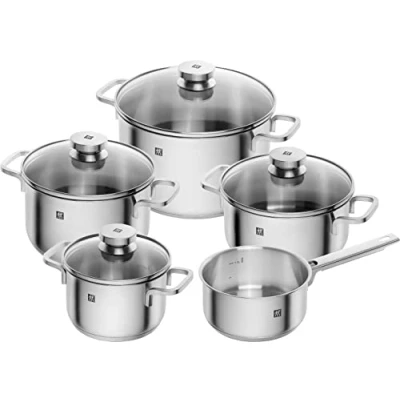 Imagen de ZWILLING Juego de ollas 5 Piezas, 4 Tapas, Apto para Inducción, Acero Inoxidable, Focus