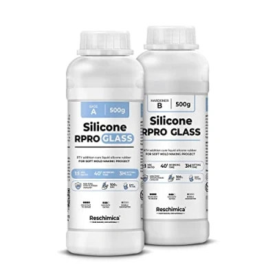 Imagen de Silicona para moldes translúcida 1:1 R Pro Glass, No Tóxica Y Rápida Ideal de Resina, Cera, Yeso, Cemento (1 kg)