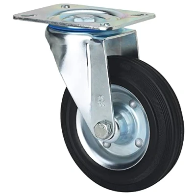 Imagen de Rueda Giratoria de Alta Carga, RUEDAS ALEX, ZV BS, Fijación Placa, Aro Goma negra, Ø 125 mm