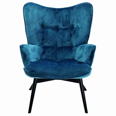 Imagen de KARE 82609 Sillón Black Vicky Velvet, poliéster, Azul, (HxBxT) 92x59x63cm
