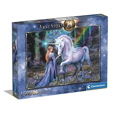 Imagen de Clementoni Bluebell Wood 1500pzs Does Not Apply 1500 Piezas, Bosque Azul, Anne Stokes, Puzzle Adulto Vertical Fantasy Dragones, (31821), Multicolor, M
