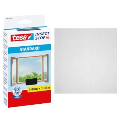 Imagen de tesa Insect Stop Malla Mosquitera STANDARD para Ventanas Autoadhesiva Recortable al Tamaño Deseado Gris Antracita, 100 cm x
