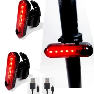 Imagen de Constefire LED recargable,Luz Trasera Recargable USB para Bicicleta, 2 Unidades, Impermeable, 4 Modos, Luces Rojas,