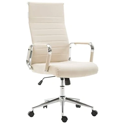 Imagen de CLP Silla De Oficina Kolumbus Ergonómica En Tela con Ruedas I Escritorio Regulable Altura &amp; Giratoria, Color:Crema