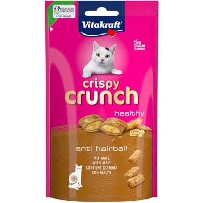Imagen de Vitakraft Crispy Crunch, snack para gatos, crujientes almohadillas con cremoso relleno de malta la prevención las bolas pelo, sin azúcares añadidos (1x 60g)