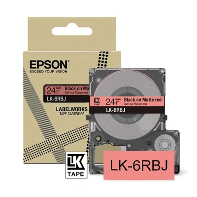 Imagen de Epson LabelWorks LK 6RBJ Cartucho de cinta para etiquetado compatible con LW C610 Rojo/negro mate 24mm