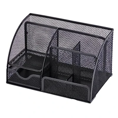 Imagen de RICOO Organizador Escritorio B001 B Moderno de Mesa con 6 Compartimentos y 1 Cajón, Ideal para Oficina Hogar, 22 x 14 13 cm