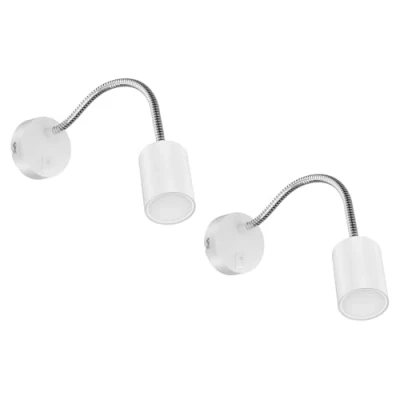 Imagen de ledscom.de 2 unid. Lámpara de lectura WAIKA con cuello cisne e interruptor blanco mate GU10 LED Regulación en 3 niveles: máx. 609lm c/u