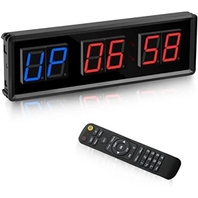 Imagen de Ferleiss temporizador de gimnasio, intervalo LED, reloj pared digital cuenta regresiva fitness, cronómetro 1.5 pulgadas para el hogar