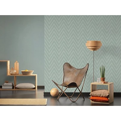 Imagen de Papel pintado Liso Hygge tejido no 10.05 m x 0.53 Verde Fabricado en Alemania de A.S. Création 363814 36381 4