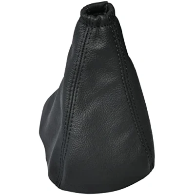 Imagen de AERZETIX C60298 Funda para palanca de cambios en piel genuina compatible con Kia Sorento 2002 2006 color: negro costuras negras caja manual