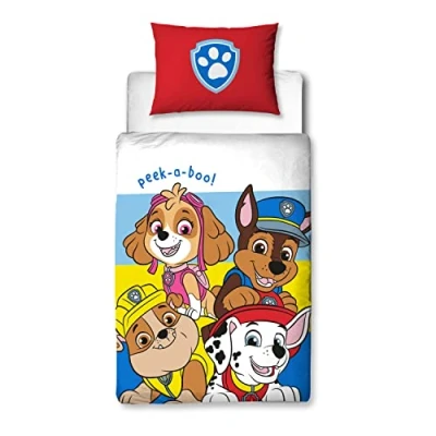 Imagen de Paw Patrol Juego de funda edredón para cuna infantil con diseño oficial Pupster, reversible 2 caras, incluye almohada a juego, polialgodón