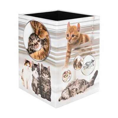 Imagen de HERMA 19740 Papelera plegable con diseño de gatos 15 litros, cartón resistente, para niñas y niños, cubo basura rectangular habitación infantil, dormitorio, estudio, oficina