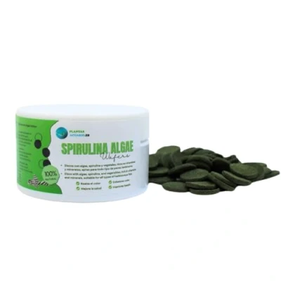 Imagen de Spirulina Algae Wafers 100 ml, Discos de spirulina, alimento Vegetal para Peces Fondo a Base Algas y Comida Natural equilibrada e invertebrados herbívoros.