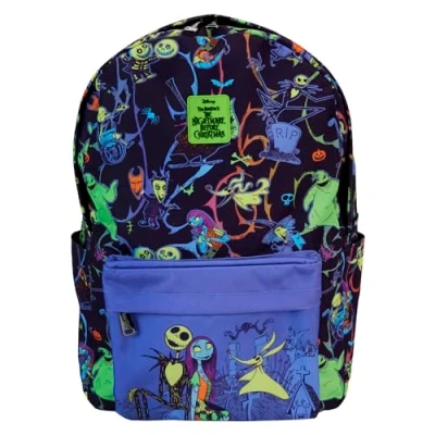 Imagen de Loungefly Disney Pesadilla Antes de Navidad Neon Glow in the Dark Mochila Nylon