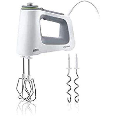 Imagen de Braun HM5100WH Batería con batidor/amasador extraíbles, 750 W, 0.6 L, 6 velocidades, color blanco y gris