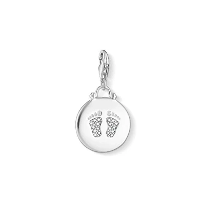 Imagen de Thomas Sabo Charm con Cierre para Mujer &quot; Medalla Huella de Bebé&quot;, Plata Ley 925, Plateado