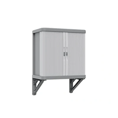 Imagen de Cabina de pared Terry Rolling Space, armario con dos puertas correderas, exterior e interior, 2 estantes interiores ajustables, gris, plástico reciclado, dimensiones: 59 x 36 cm