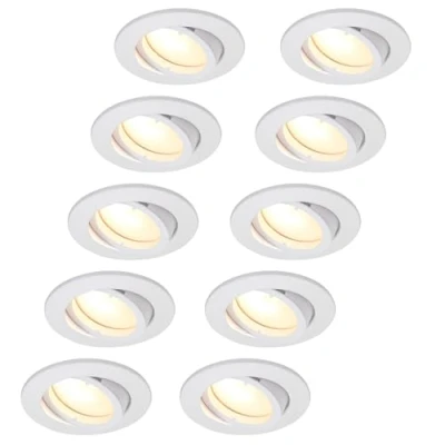 Imagen de HCFEI Light Design Dreesbach Foco led empotrable (10 unidades, intensidad regulable, orientable, 5 W, 230 V, orificio de perforación 68 mm, ángulo haz 120, 4000 K, blanco neutro)