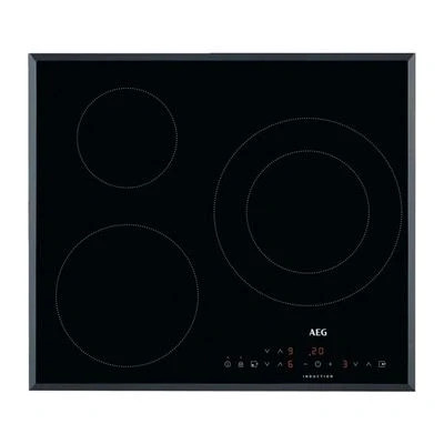 Imagen de Placa inducción AEG IKB6330SFB, 3 zonas, Zona grande 28 cm, Biselada, 60 Negro