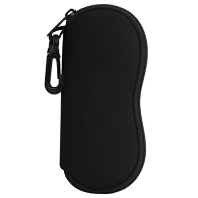 Imagen de MoKo Funda de Gafas Ultra Ligera Neopreno, Bolsa Almacenaje Anteojos Suave con Cremallera y Mosquetón, Organizador Ideal para Almacenar Lápices Tarjetas Cambio, Negro